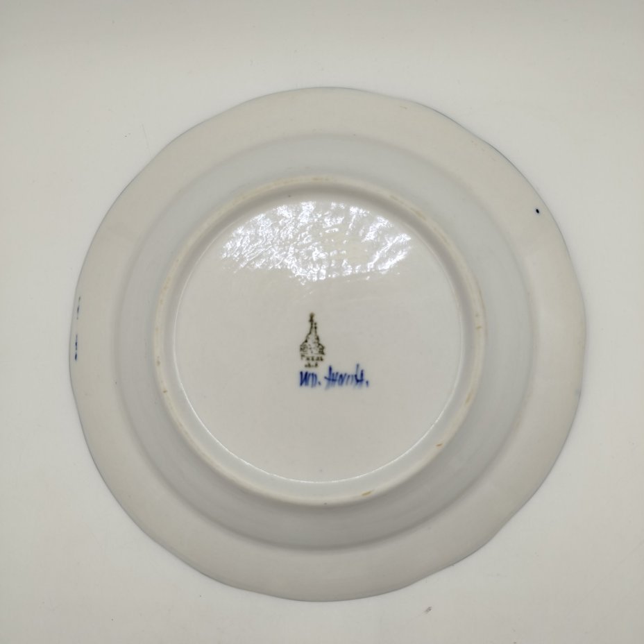 Тарелка суповая с растительным декором, Гжель