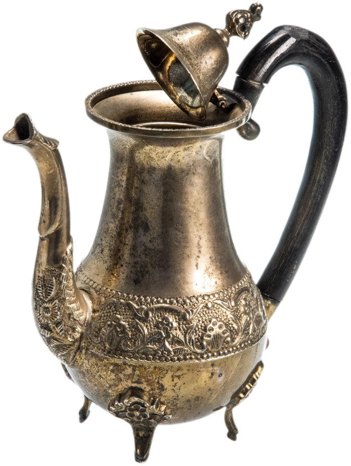 Кофейник на ножках, латунь с серебрением, Германия, 1910-1940 гг.
