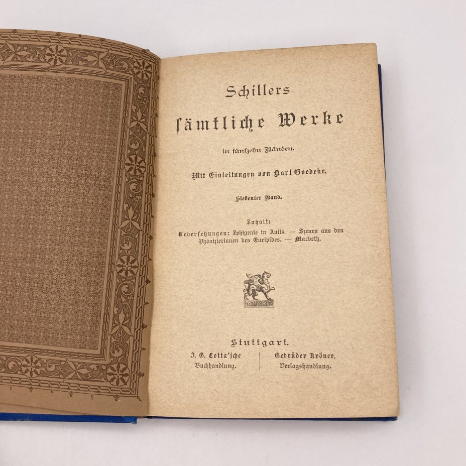 Schiller «Sämtliche Werke. Siebenter band» из серии «Cotta'sche Bibliothek der Weltliteratur», Stuttgart, Cotta, Gebrüder Kröner