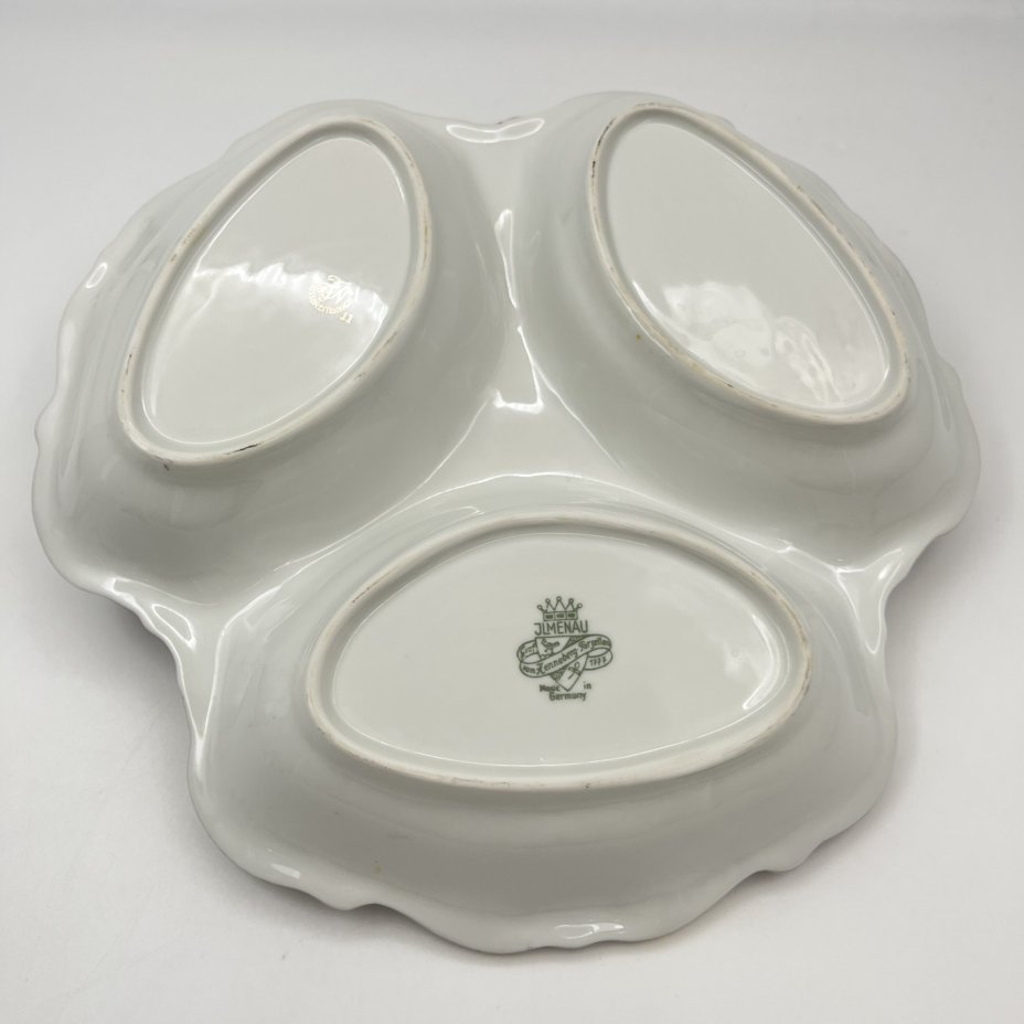 Менажница трехсекционная "Виды Москвы", фарфор, крытье, деколь с прорисовкой, золочение, Graf Von Henneberg Porzellan, 1777 Jlmenau, ГДР, 1950-1970 гг.