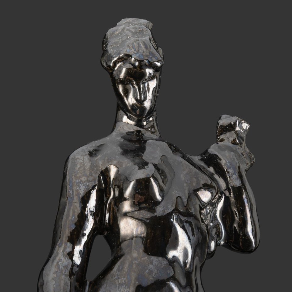 Скульптура "Обнаженная", скульптор Шульц Гавриил Александрович, керамика, поливы, Гжельский керамический завод, СССР, 1960-1970 гг.