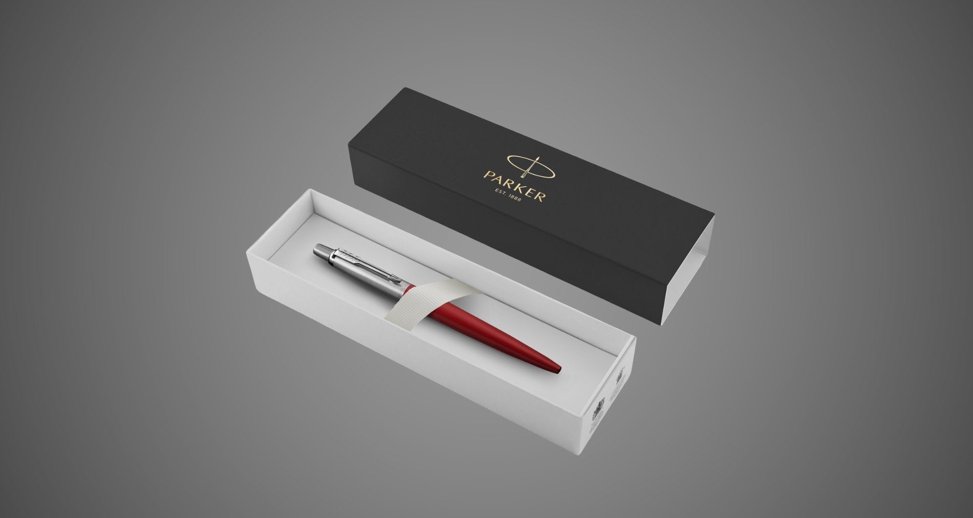 Шариковая ручка Parker Jotter Essential, Kensington Red CT, стержень: M, цвет чернил : blue или black, Металлы: нержавеющая сталь, хромирование