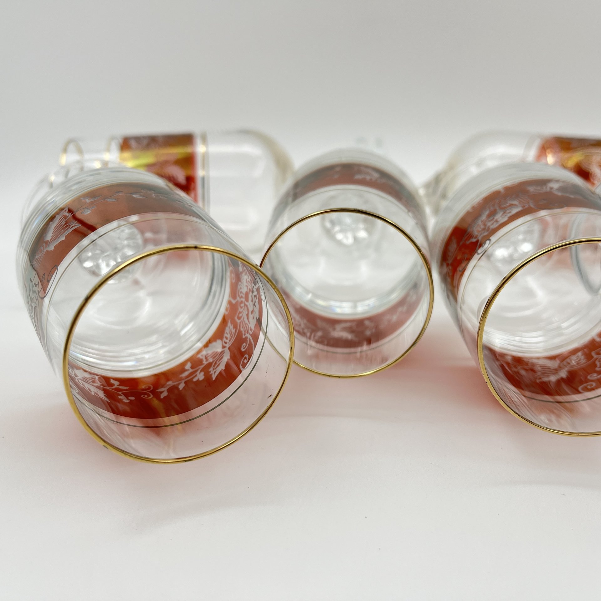 Набор из 6-ти фужеров для шампанского, украшенных цветочным декором, хрусталь, люстр, золочение, Bohemia Crystal (Bohemia Glass), Чехословакия, 1970-1990 гг.