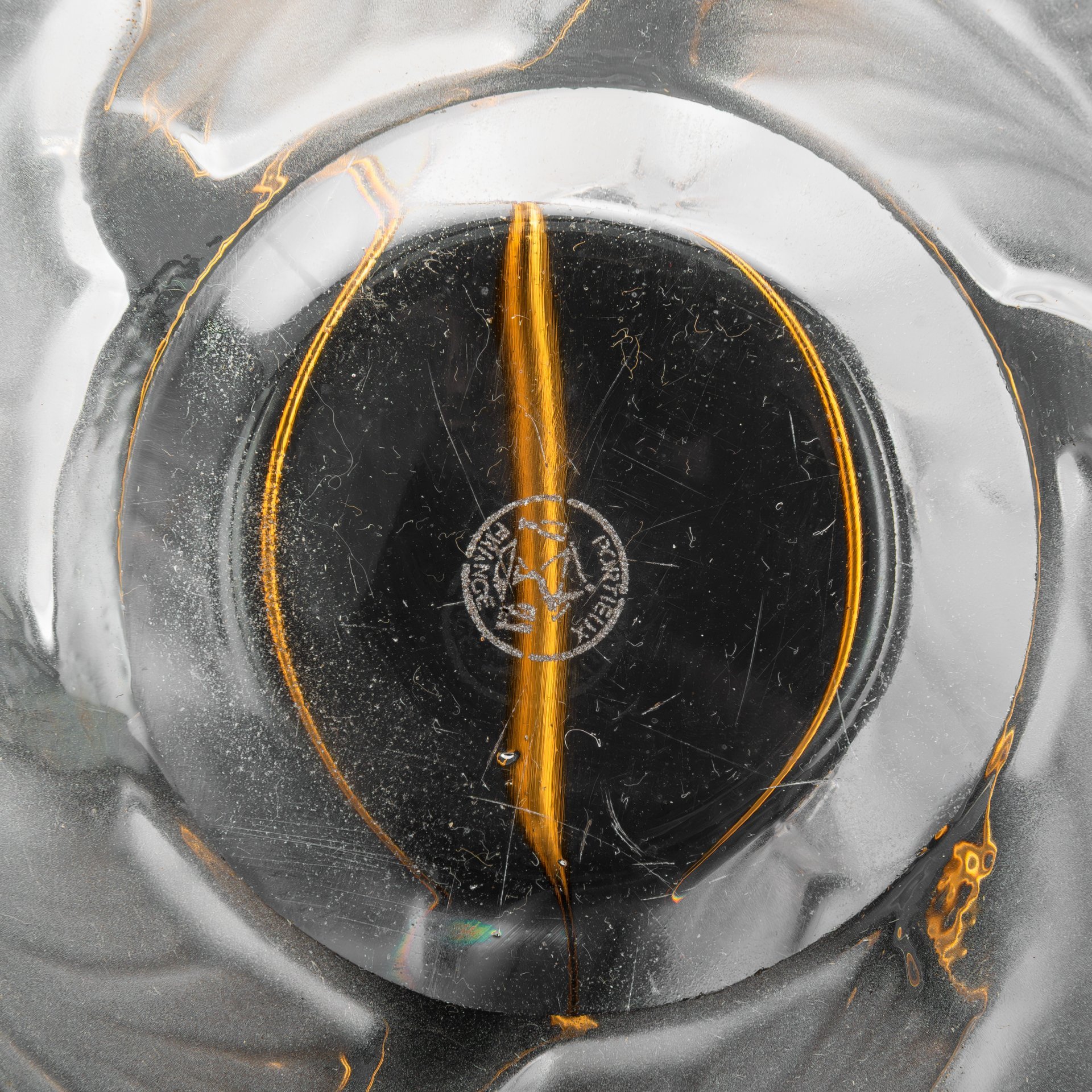 Блюдо (фруктовница) с декором в виде рыб, хрустальная фабрика "Portieux Vallerysthal"