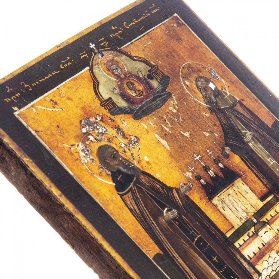 Икона "Зосима и Савватий Соловецкие", дерево, темпера,  Российская Империя, 1850-1890 гг.