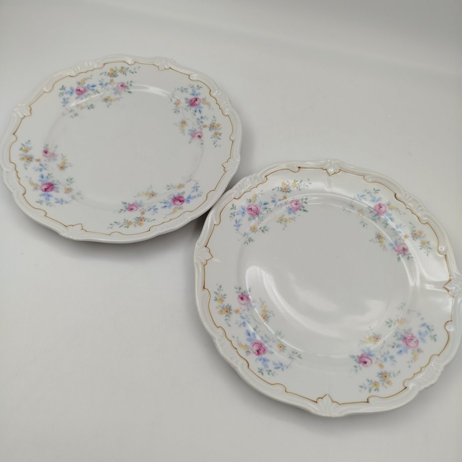 Набор для сервировки стола (Блюдо с ручками и 2 закусочные тарелки), фарфор, деколь, Weimar Porzellan (Веймарский фарфор), Германия, 1924-1948 гг.