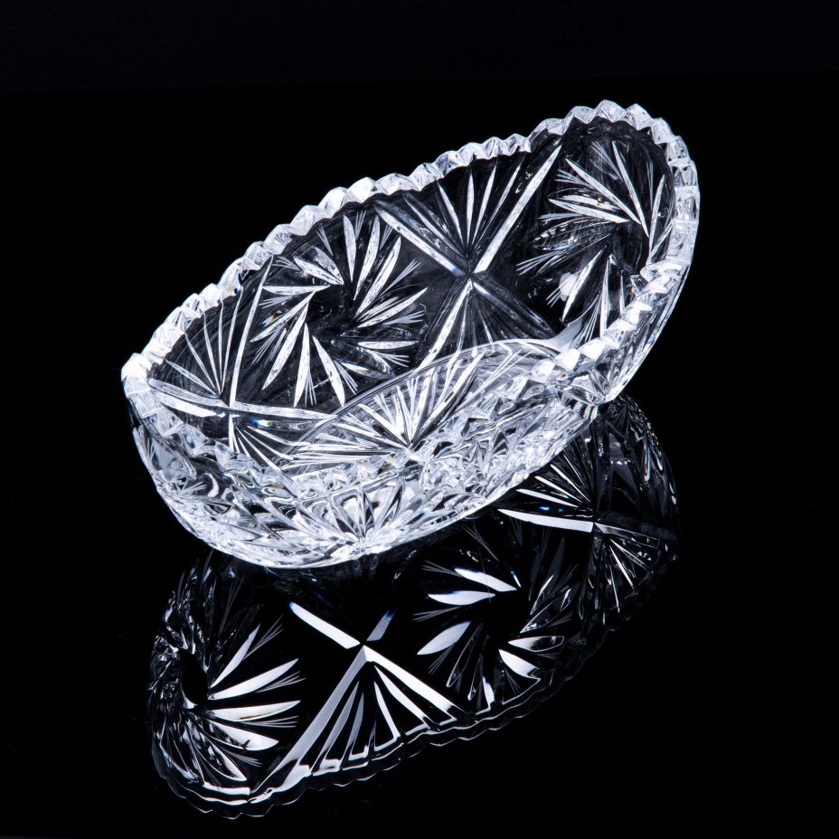 Ваза для фруктов, хрусталь, алмазная грань, СССР, 1970-1990 гг.
