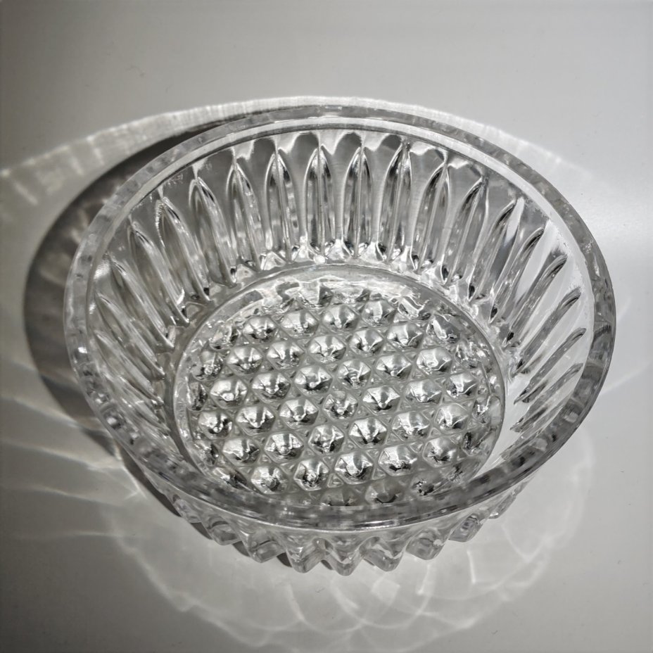 Конфетница (салатник) с рельефным декором, хрусталь, СССР, 1970-1990 гг.