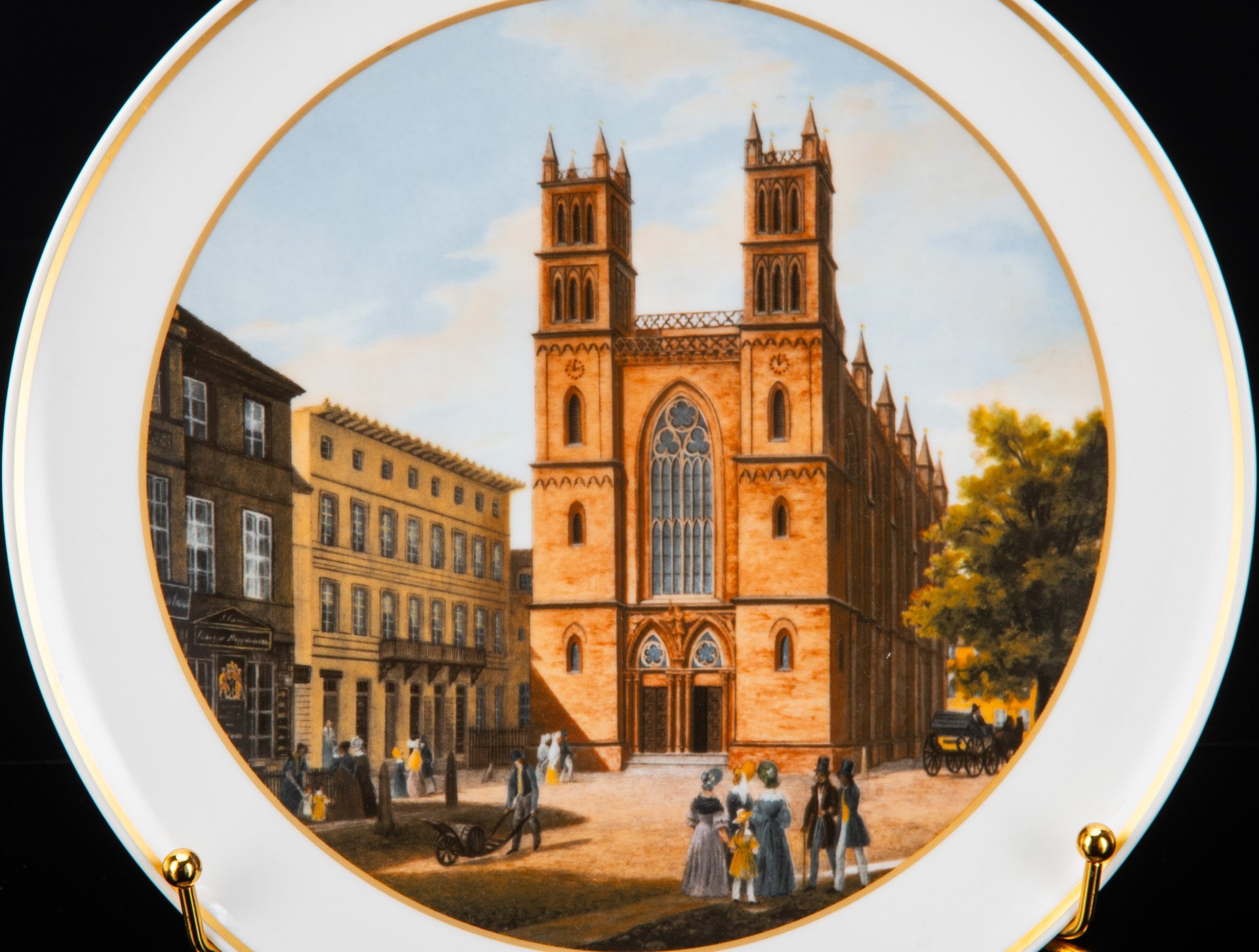 Тарелка декоративная "Церковь Фридрихсвердера, 1838 г.", автор Карл Даниэль Фрейданк, фарфор, деколь, золочение, KPM (Königliche Porzellan-Manufaktur), Германия, 1980-1990 гг.