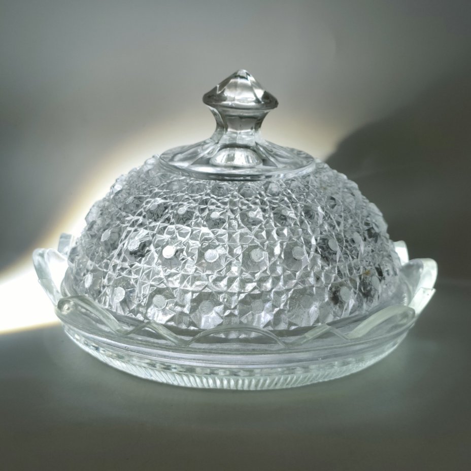Масленка "Шапка Мономаха", стекло, пресс, СССР, 1970-1990 гг.