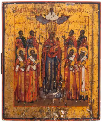 Икона "Всех скорбящих радость", дерево, темпера, Российская Империя, 1880-1890 гг.