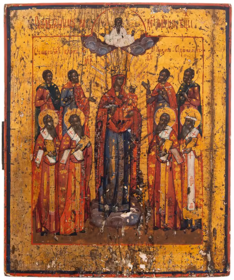 Икона "Всех скорбящих радость", дерево, темпера, Российская Империя, 1880-1890 гг.