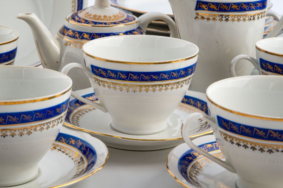 Сервиз чайный на 5 персон (20 предметов), фарфор, золочение, Cmielow (Цмелов), Польша, 1947-1970 гг.