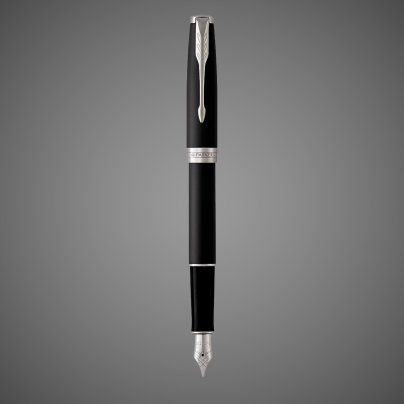 Перьевая ручка Parker Sonnet , Matte Black CT, перо: F, цвет чернил: black, в подарочной упаковке, Лаки и смолы: лак, латунь, нержавеющая сталь, палладий, позолота, позолота