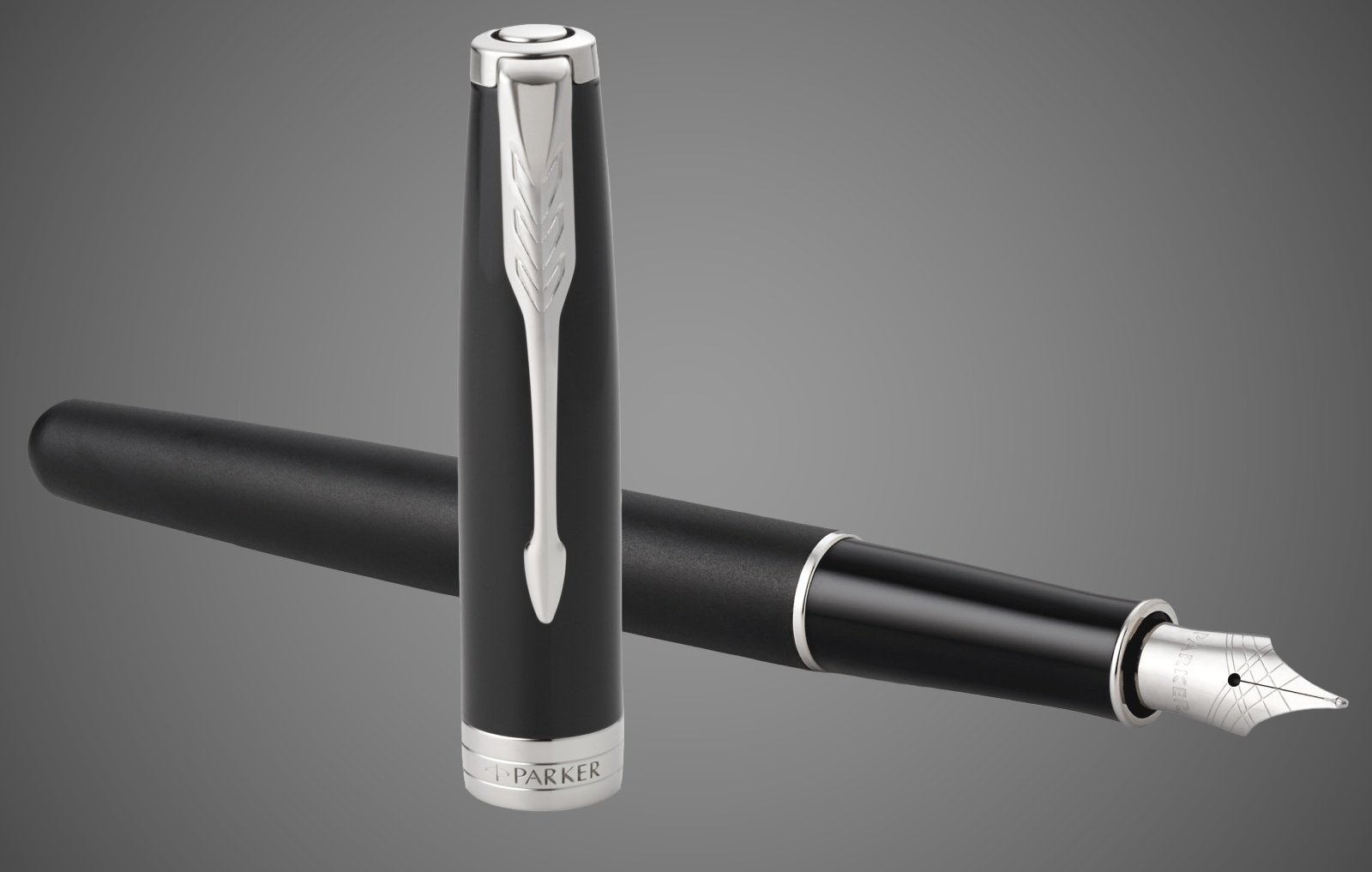 Перьевая ручка Parker Sonnet , Matte Black CT, перо: F, цвет чернил: black, в подарочной упаковке, Лаки и смолы: лак, латунь, нержавеющая сталь, палладий, позолота, позолота