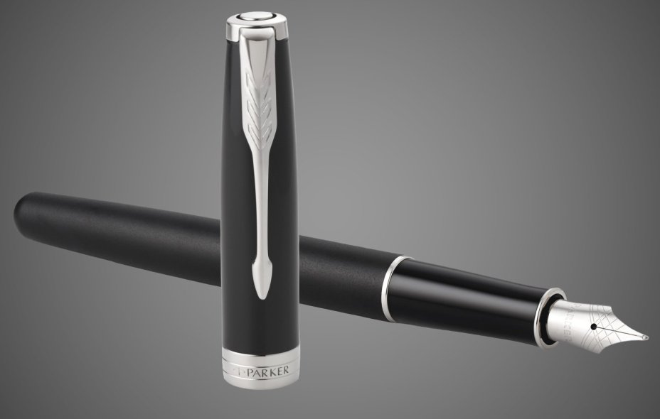 Перьевая ручка Parker Sonnet , Matte Black CT, перо: F, цвет чернил: black, в подарочной упаковке, Лаки и смолы: лак, латунь, нержавеющая сталь, палладий, позолота, позолота