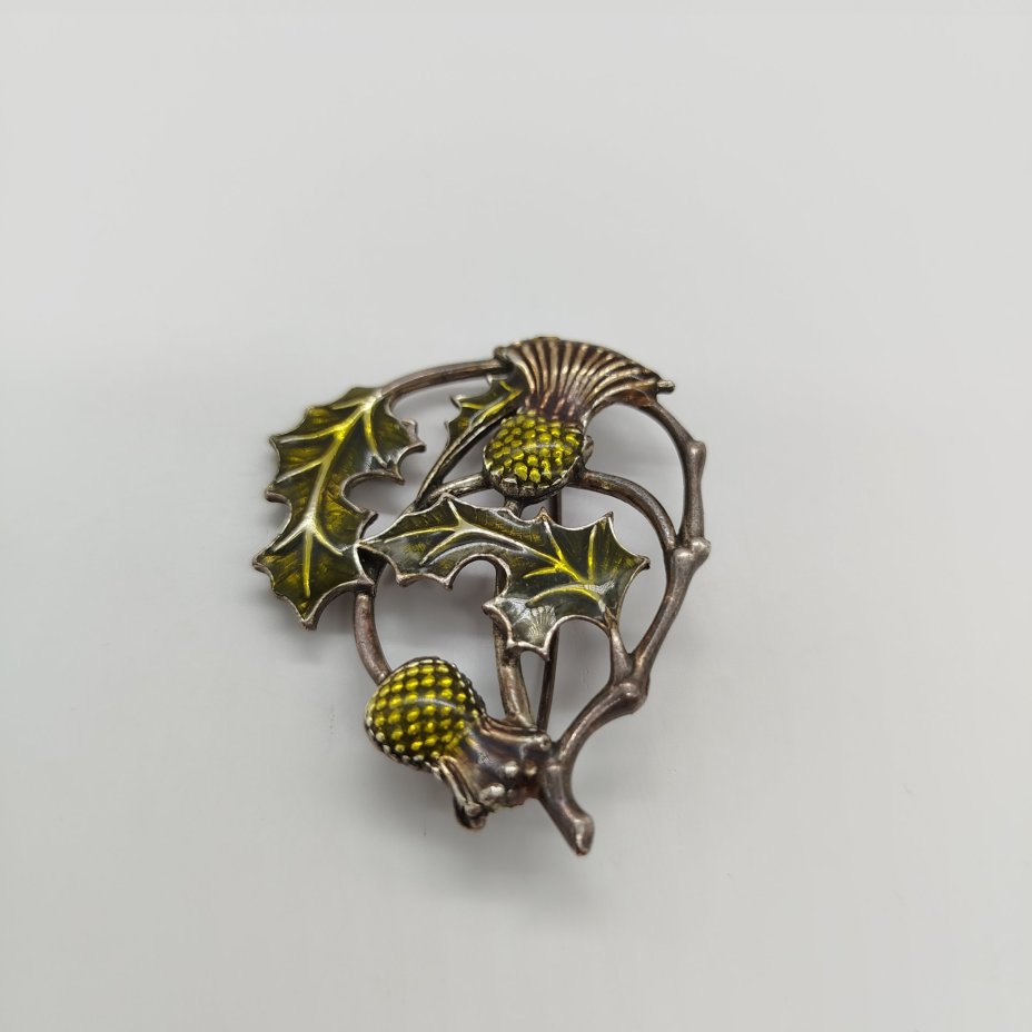 Брошь с растительным декором, металл, серебрение, Европа, 1980-1990 гг.