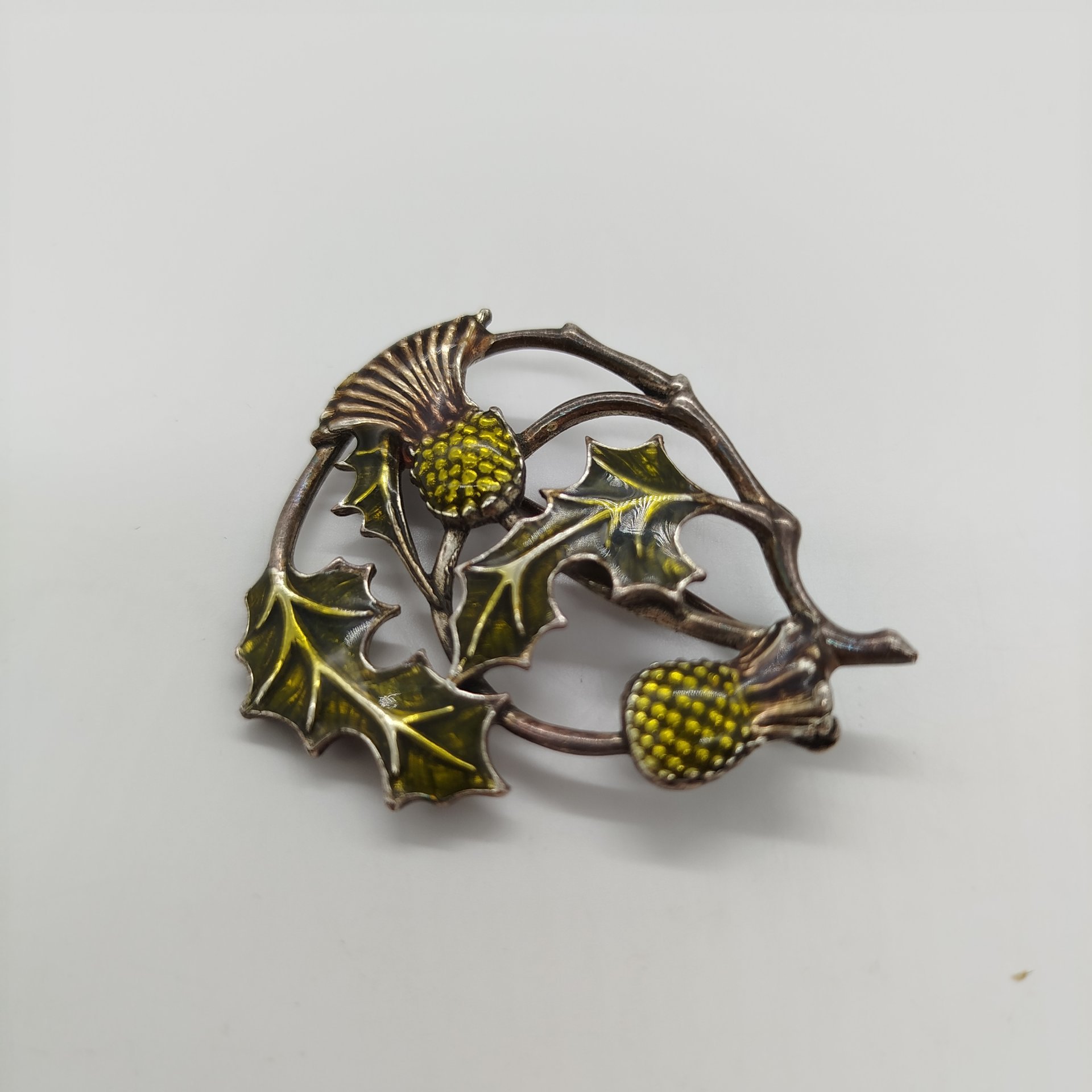 Брошь с растительным декором, металл, серебрение, Европа, 1980-1990 гг.