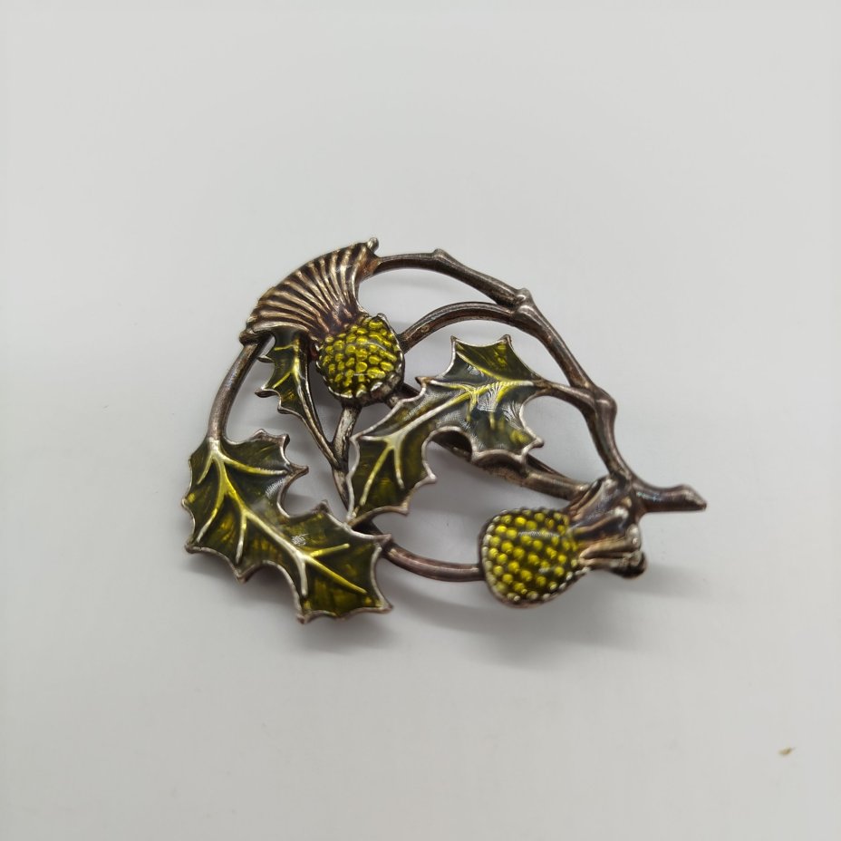 Брошь с растительным декором, металл, серебрение, Европа, 1980-1990 гг.