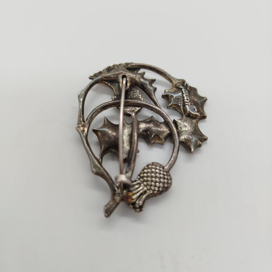 Брошь с растительным декором, металл, серебрение, Европа, 1980-1990 гг.