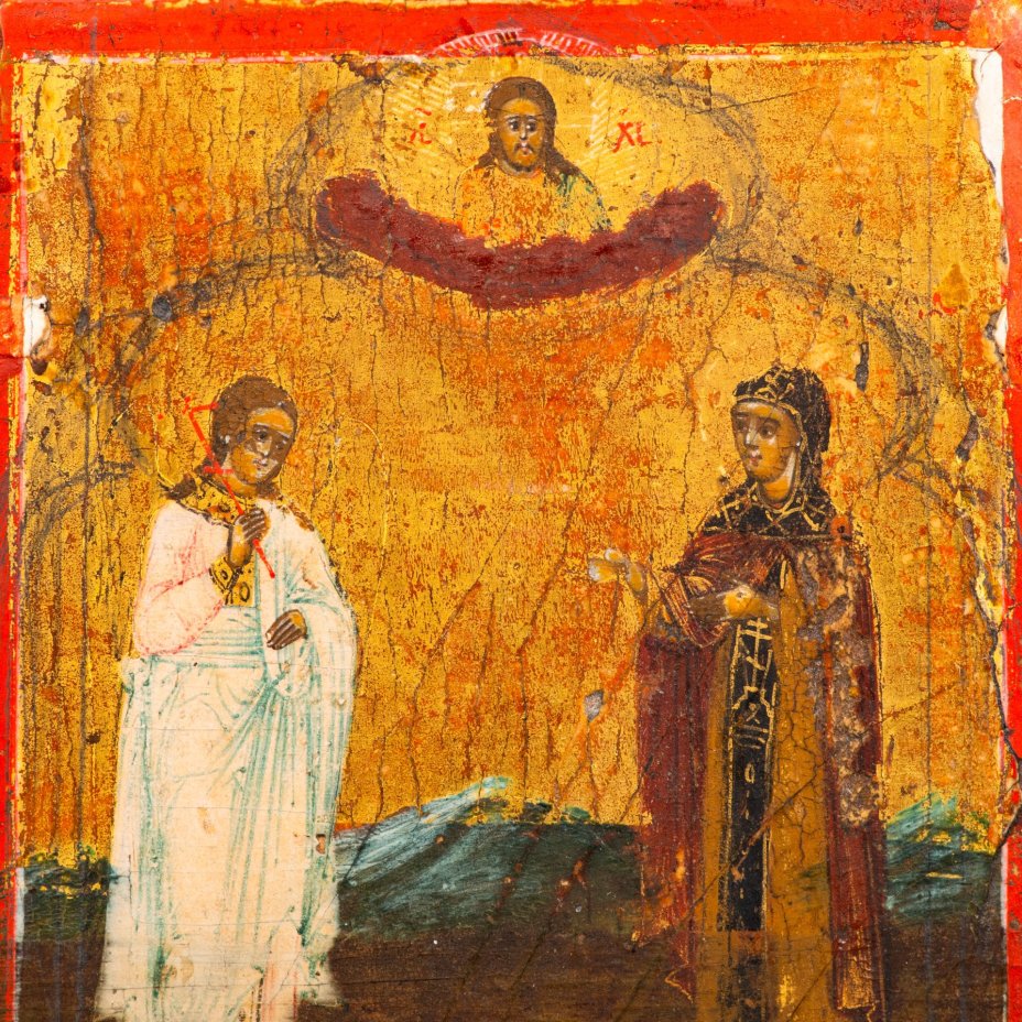Икона "Святые мученицы" (Св. муч. Анна Кашинская и Св. муч. Татьяна (?)), дерево, темпера, Российская империя, 1880-1915 гг.
