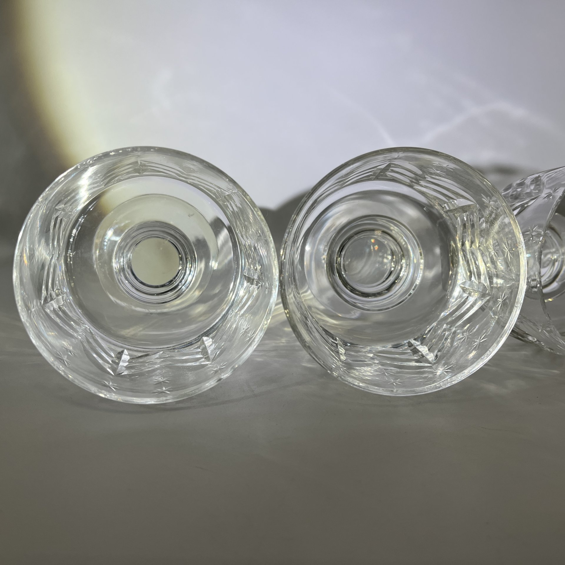 Набор из 4-х фужеров, украшенных изображением снежинок, хрусталь, алмазная грань, Завод «Красный Гигант», СССР, 1970-1990 гг.