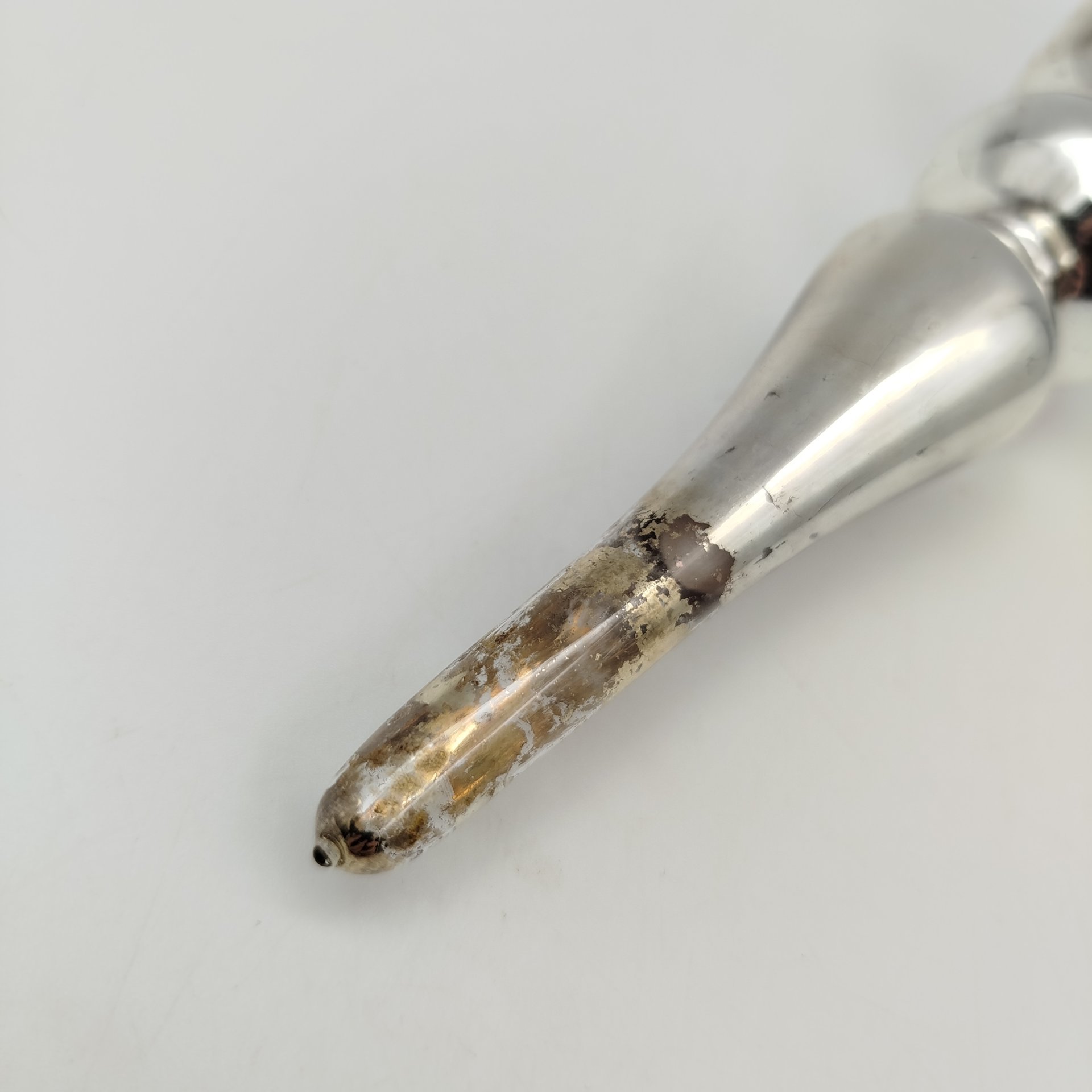 Навершие на ёлку (макушка) серебристого оттенка, стекло, краска, СССР, 1960-1980 гг.