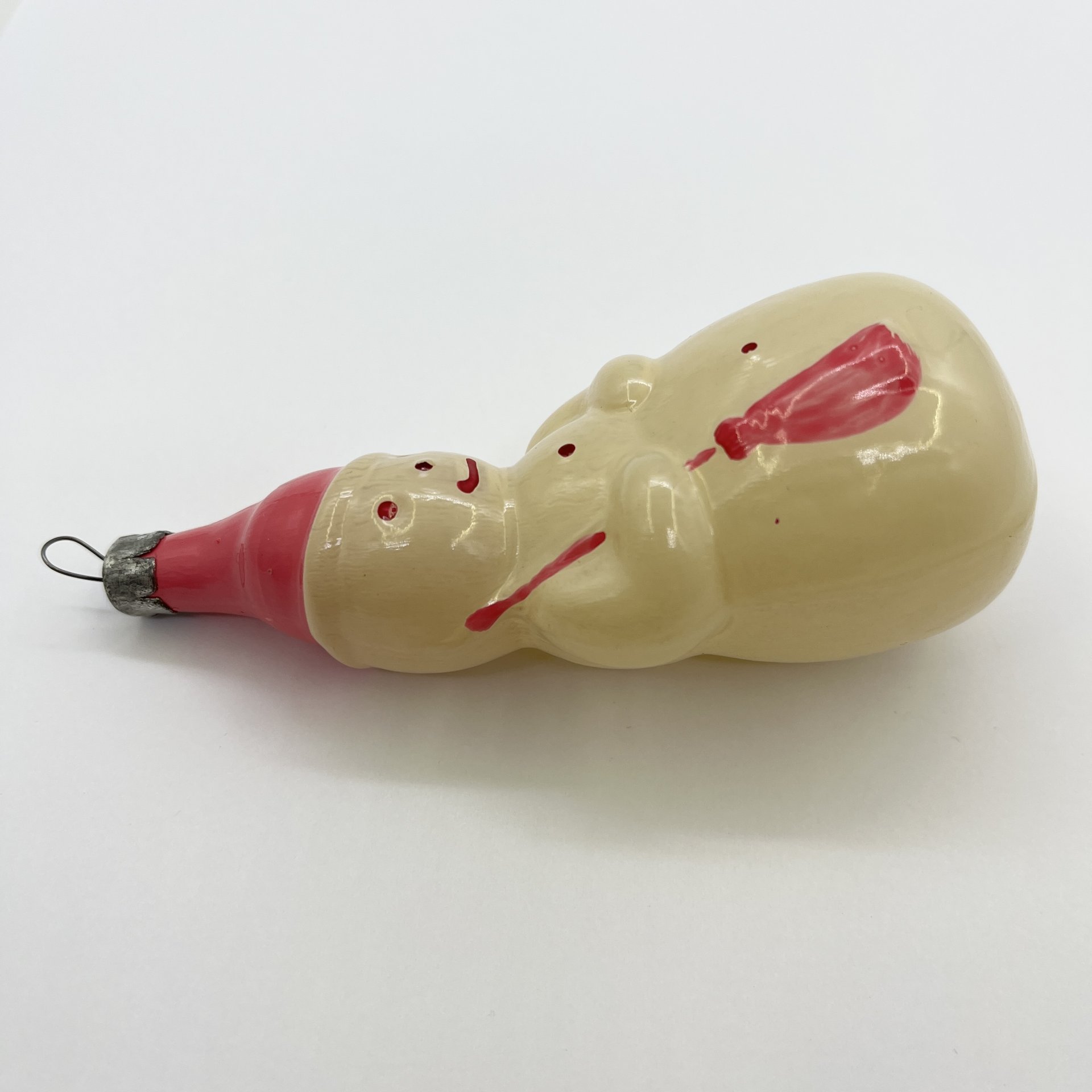 Ёлочная игрушка "Снеговик", стекло, краска, металл, СССР, 1970-1980 гг.