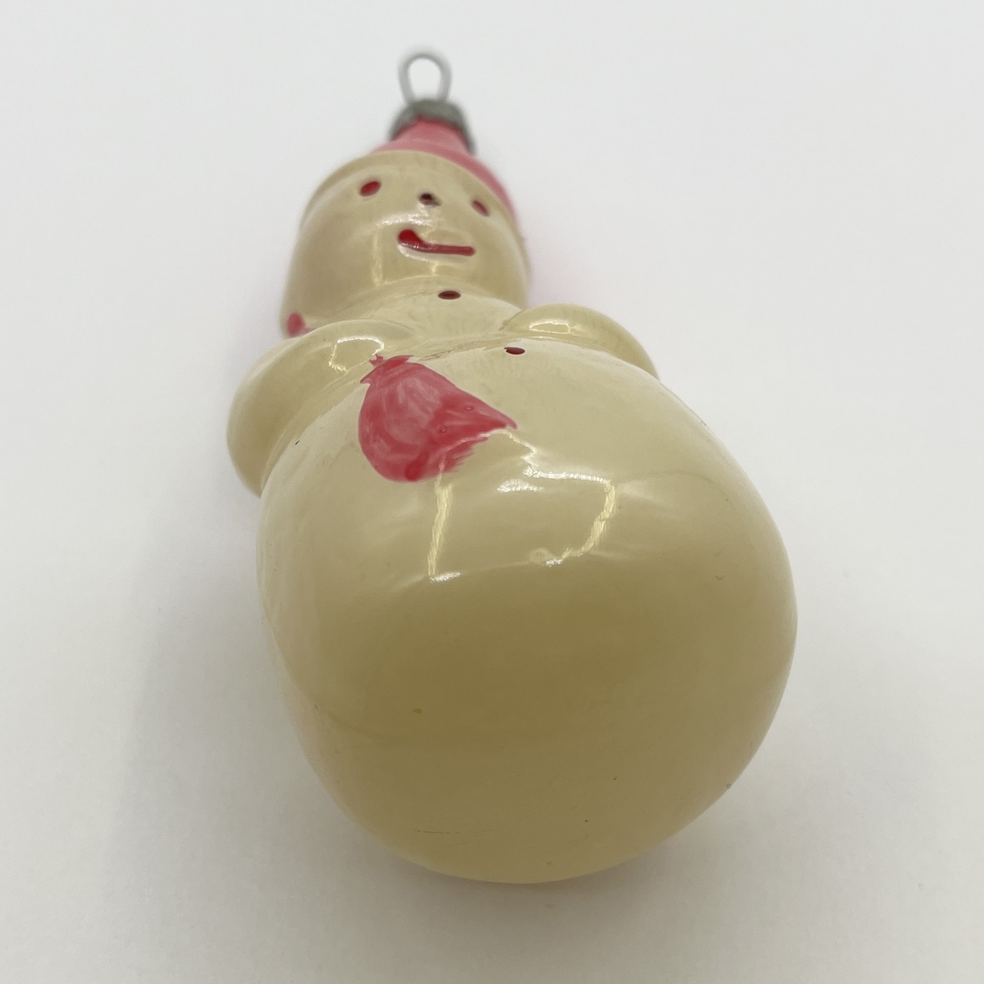Ёлочная игрушка "Снеговик", стекло, краска, металл, СССР, 1970-1980 гг.