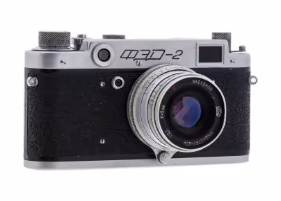 Фотоаппарат "ФЭД-2" с объективом "Индустар-26М" в родном кофре, металлический сплав, Харьковский машиностроительный завод «ФЭД», СССР, 1955-1970 гг., Харьковский машиностроительный завод им. Дзержинского (ФЭД)