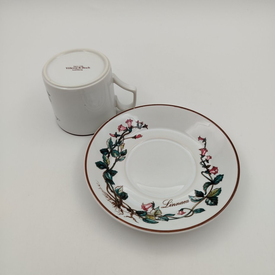 Чайно-кофейная пара "Линнея северная" (Linnaea borealis), фаянс, деколь, Villeroy & Boch, Villeroy & Boch