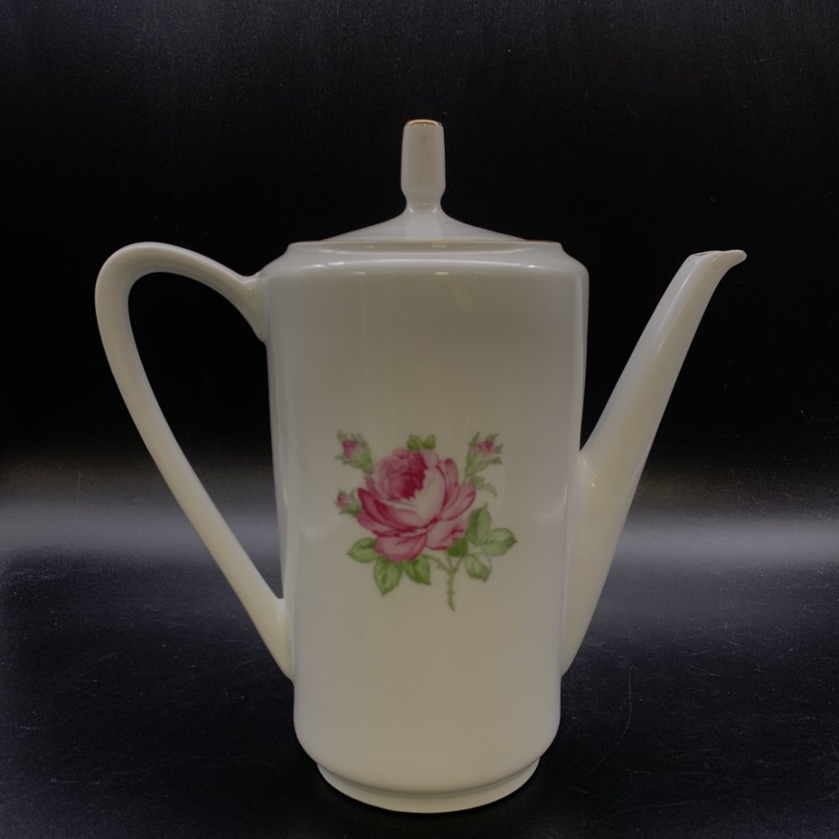 Кофейник с декором в виде розы, фарфор, деколь, золочение, Kahla, Германия, 1970-1990 гг., Kahla