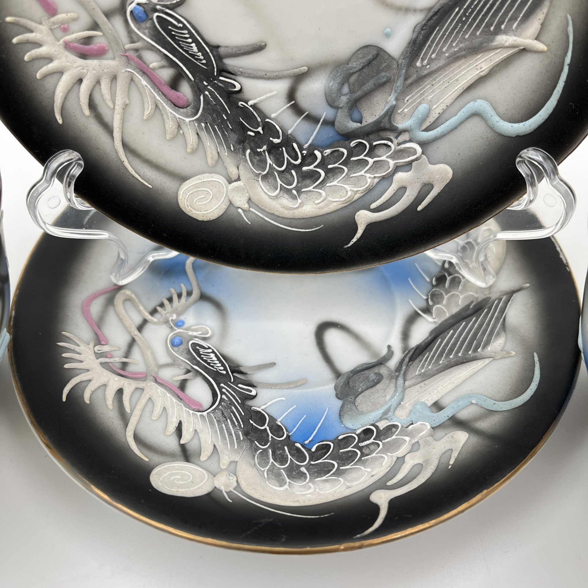 Набор из 2-х чайных пар "Дракон",  Lux Porcelain FAHD M.K., фарфор, бисквит, роспись, золочение, Азия, 1970-1990 гг.