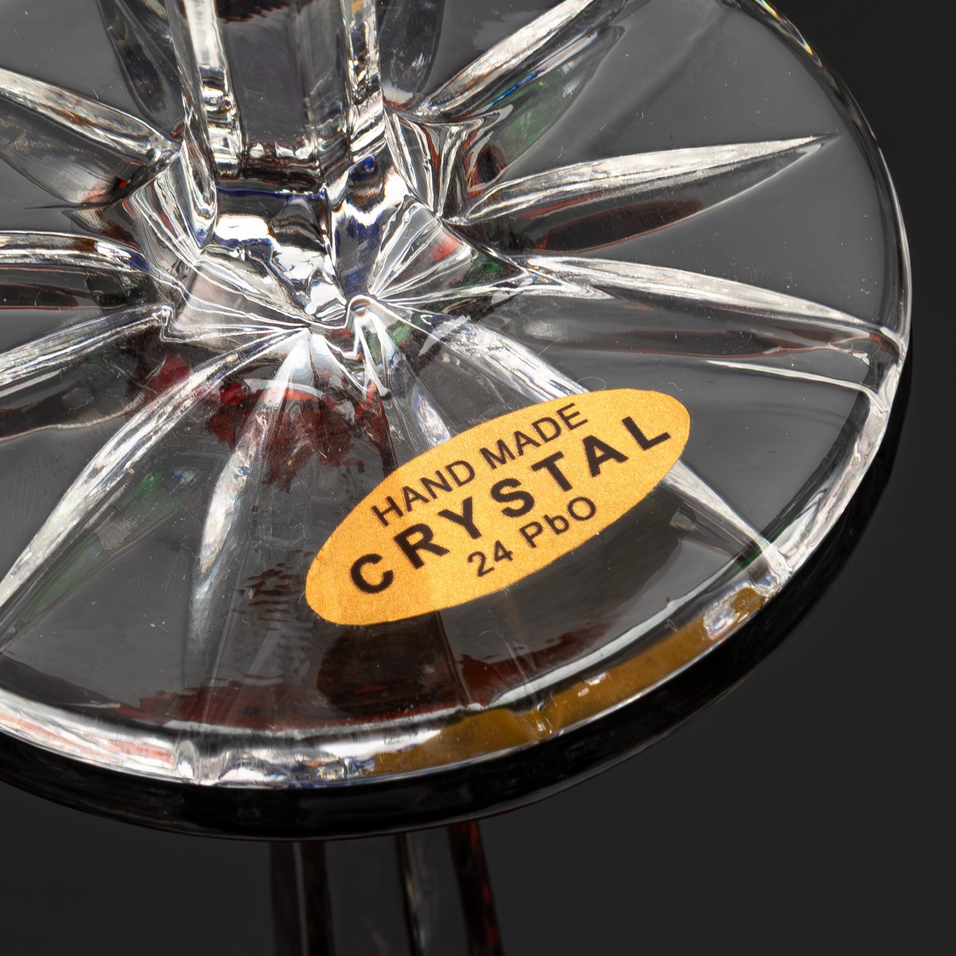 Набор крупных бокалов для вина разноцветных оттенков на 6 персон, Zawiercie Glass, хрусталь, алмазная грань, Польша, 1990-2010 гг.