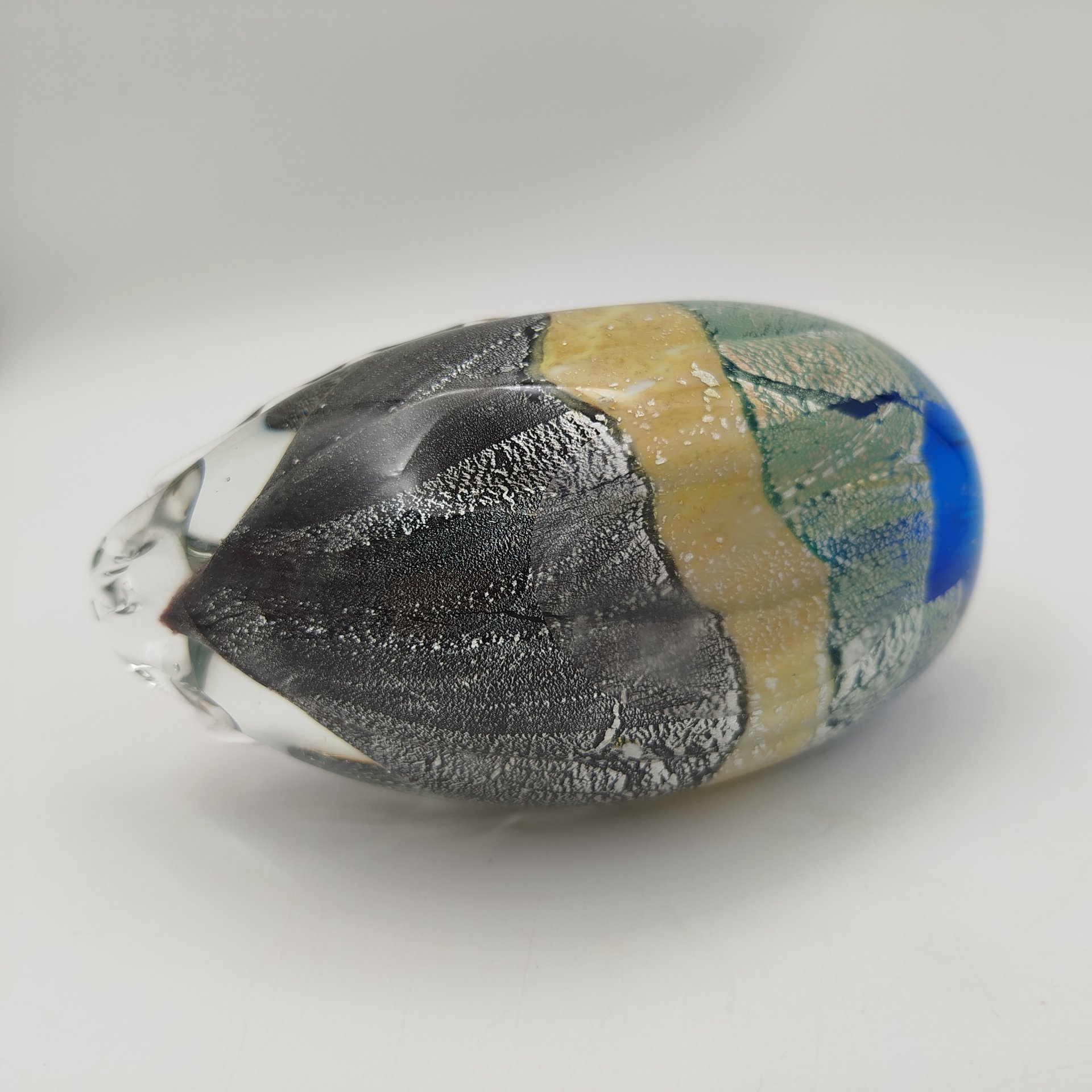 Статуэтка "Утка", стекло, гутная техника, Silver Leaf (декоративная техника с добавлением серебряного листа), техника «sommerso», Италия, 1980-2000 гг.