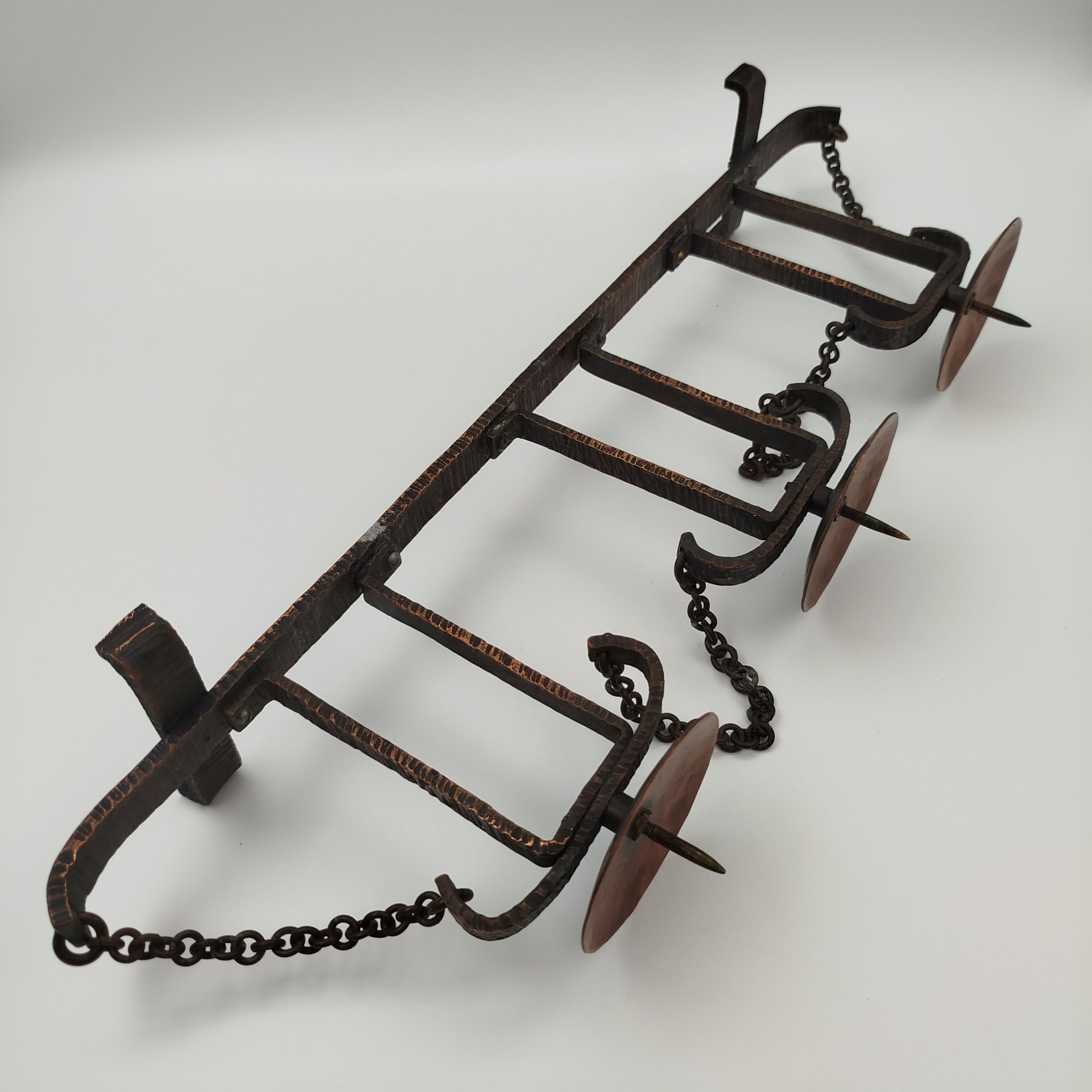Подсвечник на три свечи, металл, медь, СССР, 1980-1990 гг.