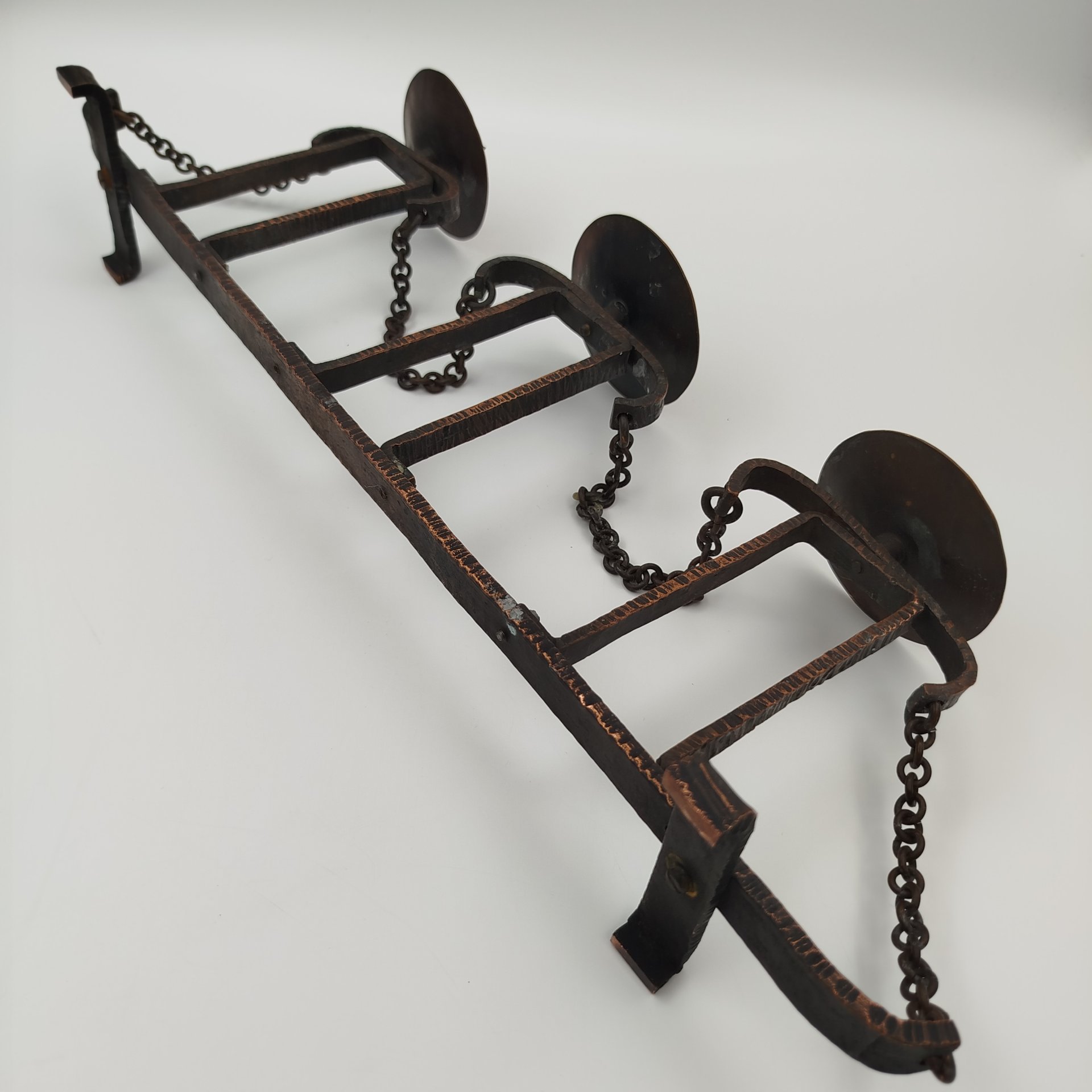 Подсвечник на три свечи, металл, медь, СССР, 1980-1990 гг.