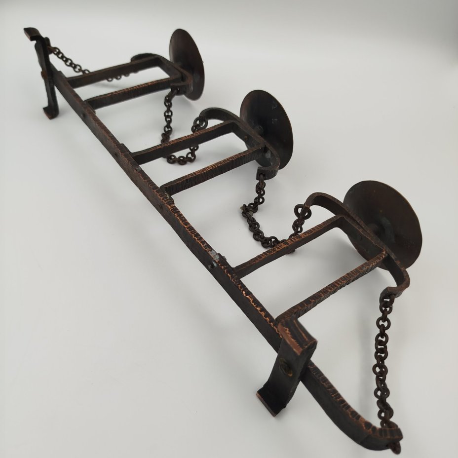 Подсвечник на три свечи, металл, медь, СССР, 1980-1990 гг.