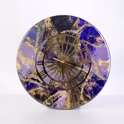 Часы настенные "Зодиак", авторская ручная работа в технике Resin Art, Глянцевое 3D покрытие, Россия, 2021 г.
