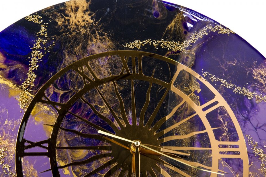 Часы настенные "Зодиак", авторская ручная работа в технике Resin Art, Глянцевое 3D покрытие, Россия, 2021 г.