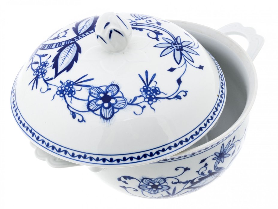 Супница "Луковый узор", фарфор, кобальт, фирма "Kahla", ГДР, 1970-1980 гг., Kahla