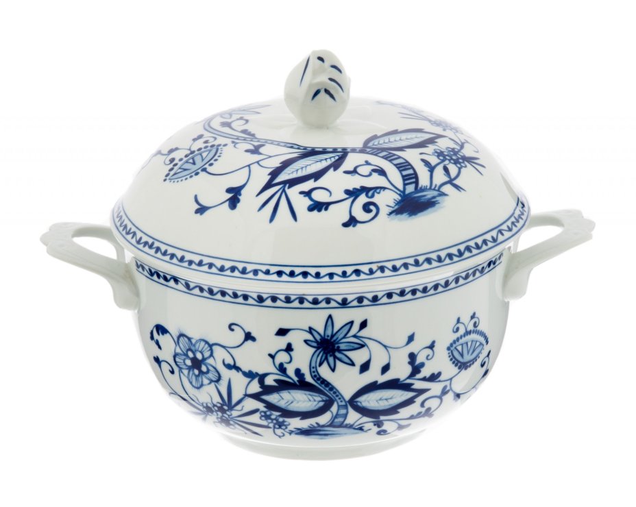 Супница "Луковый узор", фарфор, кобальт, фирма "Kahla", ГДР, 1970-1980 гг., Kahla