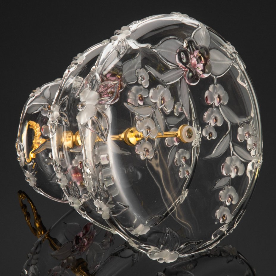 Фруктовница трехуровневая с цветочным рельефным декором, стекло, матирование, Walther Glas, Германия, 1990-2010 гг.