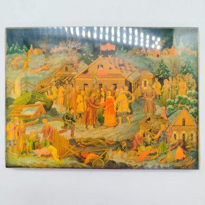 Панно "В освобожденном селе", автор Котухин А.В., с. Палех (репродукция)