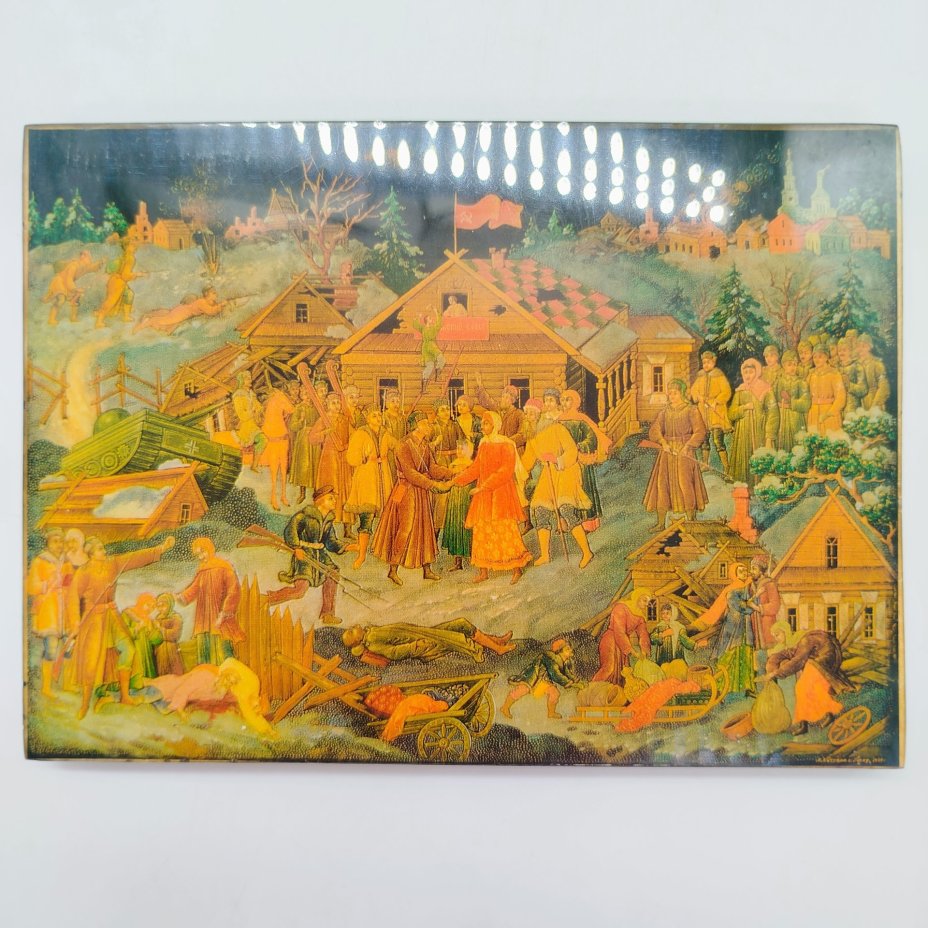 Панно "В освобожденном селе", автор Котухин А.В., с. Палех (репродукция)
