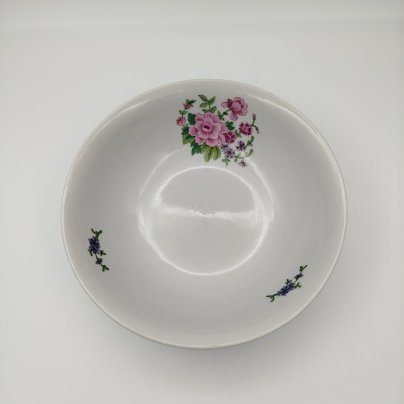 Салатник с цветочным декором, фарфор, деколь, Дулевский фарфоровый завод (Дулёво), СССР, 1968-1991 гг.