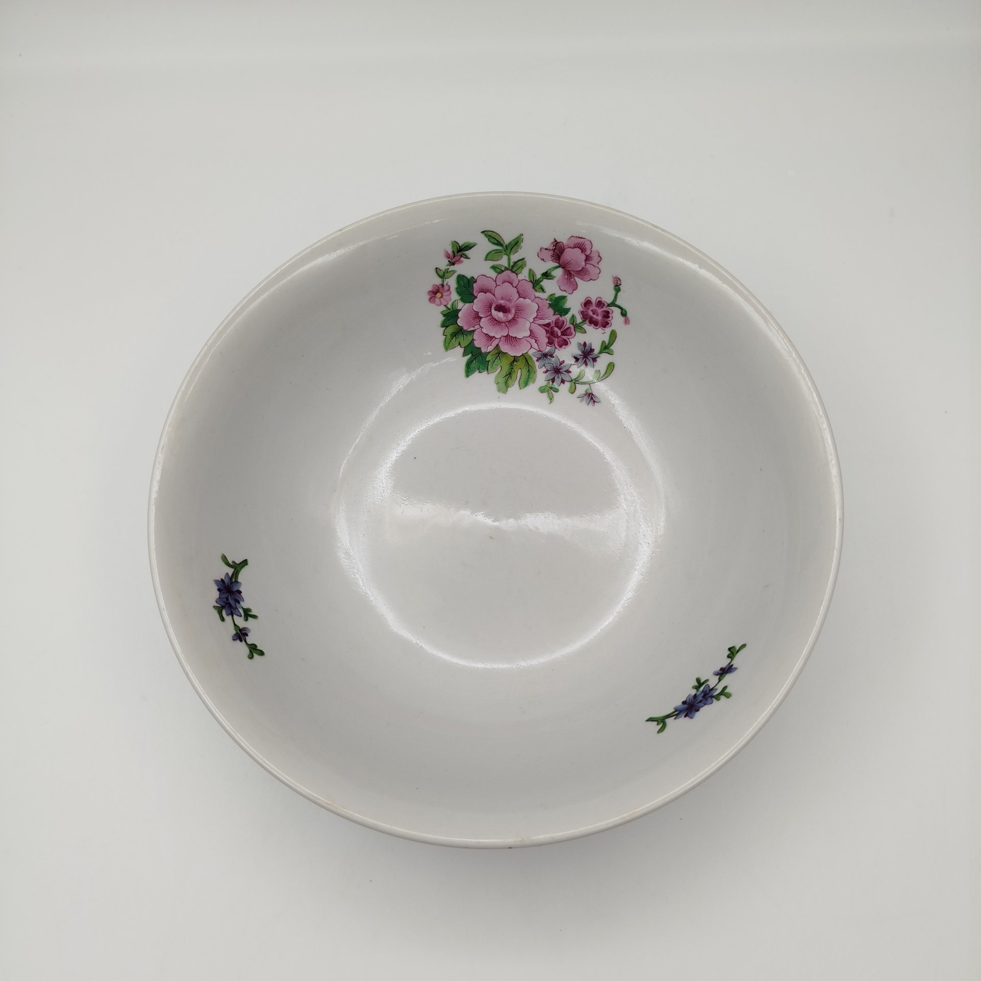 Салатник с цветочным декором, фарфор, деколь, Дулевский фарфоровый завод (Дулёво), СССР, 1968-1991 гг.