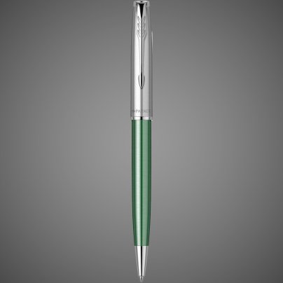 Шариковая ручка Parker Sonnet Essentials Green SB Steel CT, цвет чернил black, стержень: M, в подарочной упаковке., Металлы: нержавеющая сталь, палладий