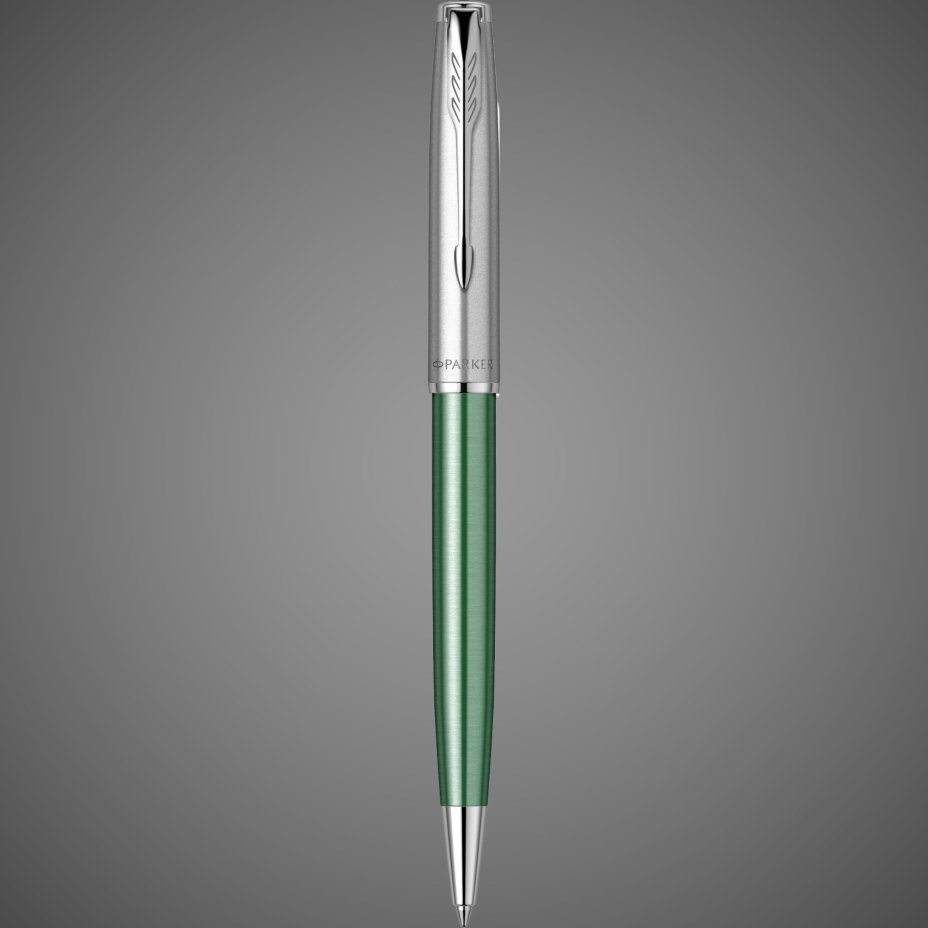 Шариковая ручка Parker Sonnet Essentials Green SB Steel CT, цвет чернил black, стержень: M, в подарочной упаковке., Металлы: нержавеющая сталь, палладий
