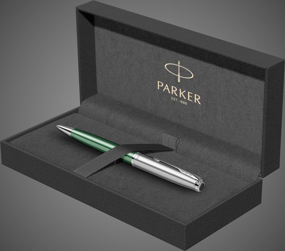 Шариковая ручка Parker Sonnet Essentials Green SB Steel CT, цвет чернил black, стержень: M, в подарочной упаковке., Металлы: нержавеющая сталь, палладий